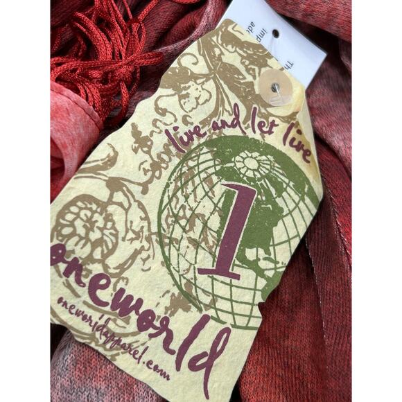 One World Womens Red Tie Dye Long Sleeve Tunic Top With Matching Scarf Size 2X - Picture 10 of 16